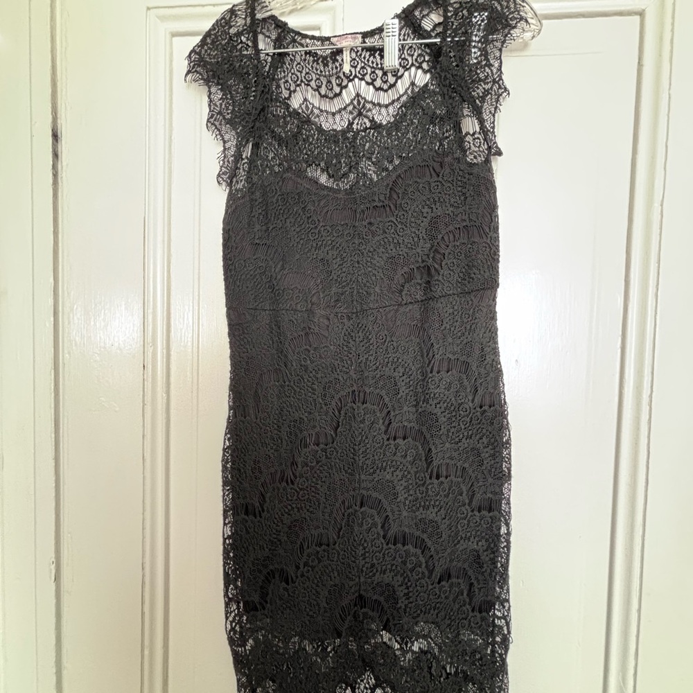 Free People Black Lace Mini Dress